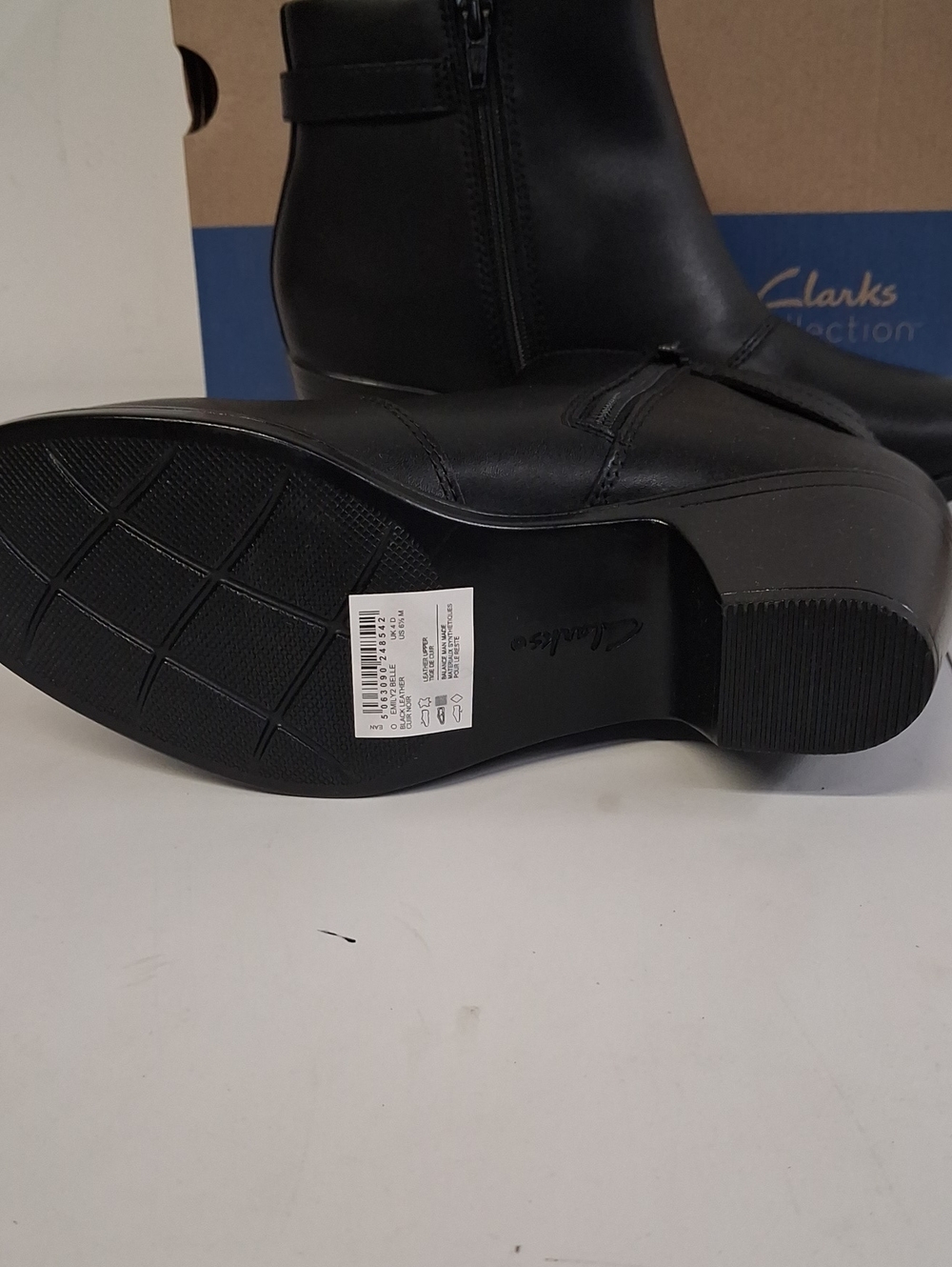 NWT Womens Clarks Emily2 Belle Black Leather Ankle Boots - Picture 5 of 6